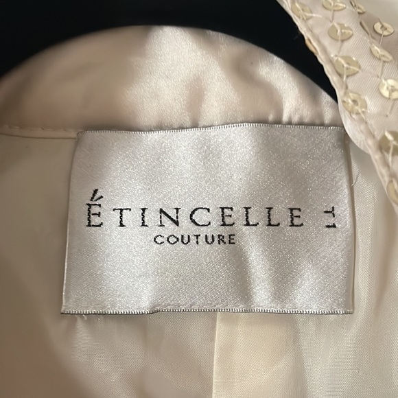 Italian Sequin Jacket- silk buttons, nude - Picture 3 of 6